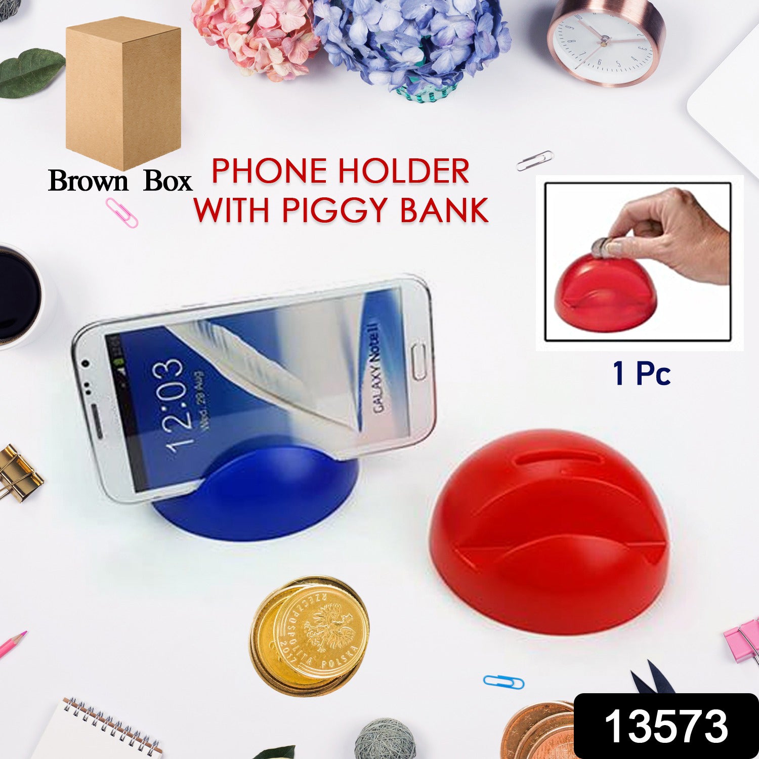 2in1 Abs Plastic Phone Holder Phone Stand With Coin Bank (1 Pc) 2in1 Abs Plastic Phone Holder Phone Stand With Coin Bank (1 Pc)